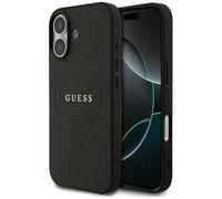 CG MOBILE Guess Anneau grainé compatible avec MagSafe Coque pour iPhone 17 (noir)