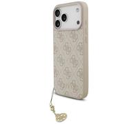 CG Mobile Coque Guess 4G Charms pour iPhone 17 Pro Max – MagSafe, simili cuir, chaîne or – Rose