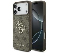 CG MOBILE Guess Coque 4G avec grand logo pour iPhone 18 Pro/iPhone 17 Pro (marron)