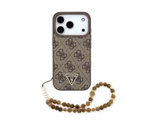 CG MOBILE Guess Coque à lanière 4G avec logo triangle compatible avec MagSafe pour iPhone 17 Pro (marron)