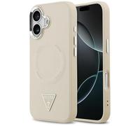 CG MOBILE Guess Coque avec logo triangle compatible avec MagSafe pour iPhone 17 (beige)