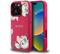 CG Mobile Guess Coque de Protection à Motif Floral imprimé grainé pour iPhone 16 Pro Max, Compatible avec MagSafe (Fuchsia)