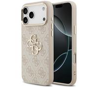 Guess Coque 4G Metal Logo Backcover pour Apple iPhone 17 Pro Max - Gold Edge - Pink