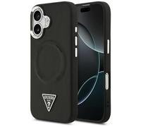CG MOBILE Guess Coque de protection avec logo triangle compatible avec MagSafe pour iPhone 17 (noir)