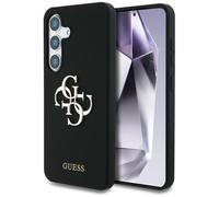 CG Mobile Guess Coque de Protection en Silicone avec Grand Logo 4G pour Samsung Galaxy S25 Noir