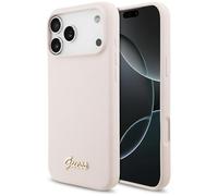 Guess – Coque Silicone Script Métal Logo – MagSafe – iPhone 17 Pro Max Rose