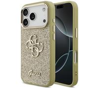 CG MOBILE Guess Coque de protection fixe à paillettes Grand 4G Cadre en métal pour iPhone 17 Pro (doré)