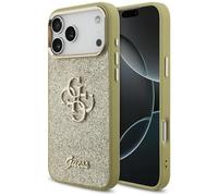 CG MOBILE Guess Coque de protection fixe à paillettes Grand 4G Cadre en métal pour iPhone 17 Pro Max (doré)