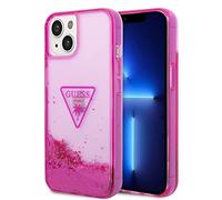CG MOBILE Guess Coque de téléphone pour iPhone 14 Pouces Fuchsia, Liquide pailleté, Lisse, Durable et Anti-Rayures avec Facile à Clipser, Absorption des Chocs et Logo Signature