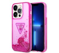 CG MOBILE Guess - Coque de téléphone pour iPhone 14 Pro en Fuchsia, Liquide, Lisse, Durable et Anti-Rayures avec Facile à Clipser, Absorption des Chocs et Logo Signature