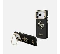 CG MOBILE Guess Coque effet grain pour iPhone 17 Pro Max compatible avec MagSafe, avec support, protection complète, noire