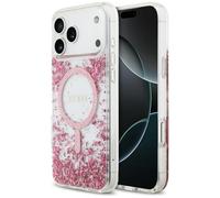 CG MOBILE Guess Coque en résine pailletée compatible avec MagSafe pour iPhone 17 Pro Max (rose)