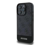 CG MOBILE Guess Coque Rigide en Cuir PU 4G avec Bande inférieure pour iPhone 16 Pro Gris
