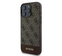 Étui Guess pour iPhone 16 Pro 6.3 marron étui rigide 4G Bottom Stripe