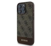 CG MOBILE Guess Coque Rigide en Cuir PU 4G avec Bande inférieure pour iPhone 16 Pro Max, matériau de qualité supérieure, Protection supplémentaire, découpes précises, Protection Contre Les Chutes,