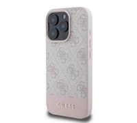 CG MOBILE Guess Coque Rigide en polyuréthane 4G avec Bande inférieure pour iPhone 16 Pro Max Rose