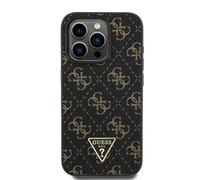 CG MOBILE Guess Coque Rigide en polyuréthane avec Logo Triangle pour iPhone 16 Pro Noir
