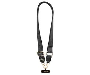 CG MOBILE Guess Crossbody universel réglable en cuir PU 4G et patch de sangle de maintien (noir)