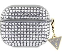CG Mobile Guess Diamond Strass avec le cas de charme triangle pour AirPods 3, Argent