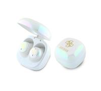 CG Mobile Guess Ecouteurs Bluetooth TWS + Station d'accueil Iridescent 4G Logo imprimé Blanc