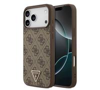 CG MOBILE Guess Étui de protection en cuir 4G avec strass triangle compatible avec MagSafe pour iPhone 17 Pro Max (marron)