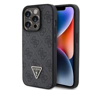 CG MOBILE Guess Étui en Cuir PU avec Strass 4G et Logo Triangle pour iPhone 15 Pro (Noir)