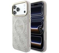 CG MOBILE Guess Étui gaufré 4G Classic compatible avec MagSafe pour iPhone 18 Pro / 17 Pro (rose)