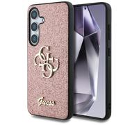 CG MOBILE Guess Fixed Glitter Grand 4G Cadre en métal Coque pour Samsung Galaxy S25 (rose)
