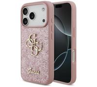 CG MOBILE Guess Fixed Glitter Grande coque 4G pour iPhone 18 Pro/iPhone 17 Pro (rose)