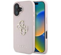CG MOBILE Guess Grained Big 4G Logo Small Classic Logo Coque pour iPhone 16 (rose)