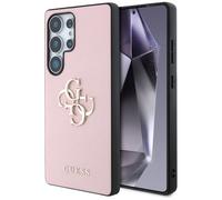 CG MOBILE Guess Grained Grande coque de protection avec logo classique 4G pour Samsung Galaxy S25 Ultra (rose)