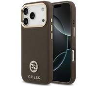 CG Mobile Guess Grained Strass Logo Compatible avec MagSafe Coque pour iPhone 17 Pro (Marron)