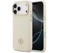 CG MOBILE Guess Grained Strass Logo Compatible avec MagSafe Coque pour iPhone 17 Pro Max (Beige)