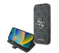 Guess Gubkp16m4gmggr Étui à rabat 4G Metal Logo pour iPhone 16 Plus - Gris