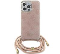CG MOBILE GUESS GUHCP15SHC4SEP Coque pour iPhone 15/14/13 6,1" Rose Rigide Crossbody Cord Imprimé 4G