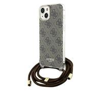 Étui Guess pour iPhone 15 6.1 marron étui rigide Crossbody Cord 4G Print