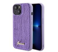 CG MOBILE Guess GUHCP15SPSFDGSU Coque Rigide pour iPhone 15 6,1" Violet Script Métal Paillette Lilas X X, Lilas, x, X