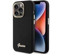 Guess Silicone Script Métal Logo & Cadre, Noir - iPhone 15 Pro Max