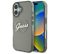 CG Mobile Guess GUHCP16MHCHGSPK Coque Rigide pour iPhone 16 Plus 6,7" Noir Motif cœur IML