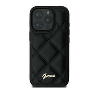 CG Mobile Guess GUHCP16MPSQSQSK Coque Rigide pour iPhone 16 Plus 6,7" Noir avec Logo en métal matelassé