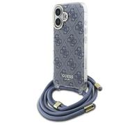 CG Mobile Guess GUHCP16SHC4SEB Coque de Protection pour iPhone 16 6,1" Motif Corde à bandoulière Bleu 4G