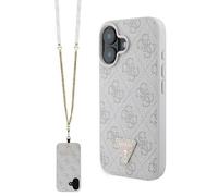 Guess GUHCP16SP4TDSCPP iPhone 16 6.1" rose hardcase cuir métal logo strass crossbody étui de protection