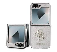 CG Mobile Guess GUHCZF64GMGPI Étui pour Z Flip6 F741 Rose Cuir 4G Metal Logo