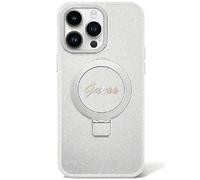 CG MOBILE Guess GUHMP15MHRSGSD Coque pour iPhone 15 Plus 6,7" Transparent Rigide avec Anneau Support Script Paillettes