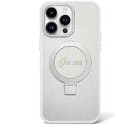 CG MOBILE Guess GUHMP15MHRSGSD Coque pour iPhone 15 Plus 6,7" Transparent Rigide avec Anneau Support Script Paillettes