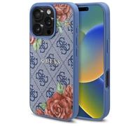 CG Mobile Guess GUHMP16LP4ROPEMCB Coque pour iPhone 16 Pro 6,3" Bleu sous Licence 4G Imprimé Floral Compatible avec MagSafe