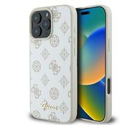 CG Mobile Guess GUHMP16LPGPYSH Coque Rigide pour iPhone 16 Pro 6,3" Blanc avec Logo Script Pivoine