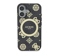 CG Mobile Coque rigide Guess GUHMP16SH4PYEEK pour iPhone 16 6,1" Noir IML Pivoine sur fond 4G