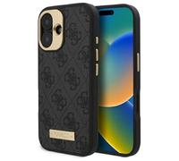 CG Mobile Guess GUHMP16SU4GPRK Coque Rigide pour iPhone 16 6,1" Noir Plaque Logo 4G