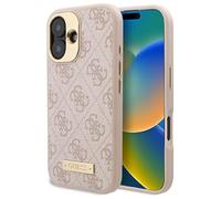 CG Mobile Coque rigide Guess GUHMP16SU4GPRP pour iPhone 16 (6,1") Rose Logo 4G MagSafe